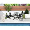 Conjunto De Comedor De Jardín De 5 Piezas 4 Sillas Plegables Negras Una Mesa Moderna - Negro