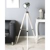 Lámpara De Pie Metal Blanco 143 Cm Proyector Pantalla Cilíndrica Trípode Diseño Industrial Alzette - Blanco