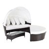 Cama De Exterior De Ratán Sintético Blanco Marrón Cojines Mesa De Centro Tumbona Dosel Resistente Al Aire Libre Sylt Lux - Blanco