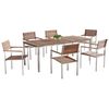 Conjunto De Comedor De Jardín De Madera De Teca Para 6 Personas Mesa 200 X 90 Cm Estilo Industrial Para Exterior Viareggio - Plateado