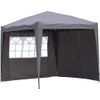 Cenador Pop-up Plegable 2.5 * 2.5m Con 2 Lados De Telas, Gazebo Con Bolsa De Transporte (gris)