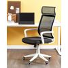 Silla De Oficina Reclinable De Poliéster Negro Blanco Giratoria Ajustable Leader - Blanco