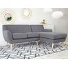 Sofá Esquinero Tapizado Gris Claro Con Respaldo Capitoné Chaise Longue Acolchado Grueso Patas De Madera Clara Minimalista Motala - Gris