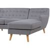 Sofá Esquinero Tapizado Gris Claro Con Respaldo Capitoné Chaise Longue Acolchado Grueso Patas De Madera Clara Minimalista Motala - Gris