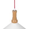 Lámpara Colgante Blanca Con Pantalla En Forma De Cono De Aluminio Dorado Y Madera Clara Diseño Industrial Liard - Blanco