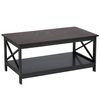 Mesa De Centro Negra 100 X 55 Cm 2 Niveles Estantes De Almacenamiento Minimalista Escandinava Foster - Negro