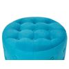 Puf De Terciopelo Azul Turquesa 55 X 30 Cm Otomana Reposapiés Mullido Botón Glamour Sala De Estar - Azul