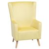 Sillón Orejero Tapizado En Terciopelo Amarillo Respaldo Alto Patas De Madera Oneida - Amarillo