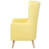 Sillón Orejero Tapizado En Terciopelo Amarillo Respaldo Alto Patas De Madera Oneida - Amarillo