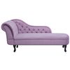 Chaise Longue Tapizado En Terciopelo Violeta Claro Con Botones Versión Izquierda Nimes - Violeta