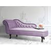 Chaise Longue Tapizado En Terciopelo Violeta Claro Con Botones Versión Izquierda Nimes - Violeta