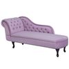 Chaise Longue Tapizado En Terciopelo Violeta Claro Con Botones Versión Izquierda Nimes - Violeta