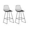 Conjunto De 2 Sillas De Bar De Metal Negro Cojines De Asiento De Piel Sintética Moderno Preston - Negro