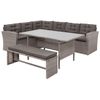 Conjunto De Comedor De Jardín De Ratán Sintético Gris Con Cojines Sofá Banco Mesa Rectangular Con Tablero De Vidrio 80x145 Cm Viterbo - Gris