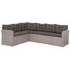 Conjunto De Comedor De Jardín De Ratán Sintético Gris Con Cojines Sofá Banco Mesa Rectangular Con Tablero De Vidrio 80x145 Cm Viterbo - Gris