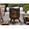 Pozo De Fuego Chimenea De Acero Negro Forma De Tambor Para Jardín Veer - Negro