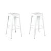 Conjunto De 2 Taburetes De Acero Blanco Dorado 76 Cm Industrial Interior Baño Cocina Sala De Estar Exterior Jardín Cabrillo - Blanco