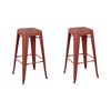 Conjunto De 2 Taburetes De Acero Rojo Dorado 76 Cm Industrial Interior Baño Cocina Sala De Estar Exterior Jardín Cabrillo - Rojo