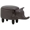 Taburete Para Niños Con Forma De Elefante Animal Con Almacenamiento Piel Sintética Gris Oscuro Patas De Madera Elephant - Gris