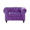 Sillón Tapizado En Tela De Terciopelo Violeta Patas De Madera Oscura Contemporáneo Chesterfield - Violeta