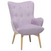 Sillón Orejero Tapizado En Tela De Terciopelo Violeta Claro Abotonado Con Reposapiés Estilo Retro Vejle - Violeta