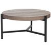 Mesa De Centro Con Tablero De Madera Gris Pardo Patas De Metal Negro 70 Cm Redonda Moderna Para Salón Industrial Bonita - Madera Clara