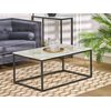 Mesa De Centro Efecto Mármol Beige Negro 100 X 60 Cm Base De Metal Dorris - Beige