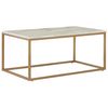 Mesa De Centro Efecto Mármol Beige Dorado 100 X 60 Cm Base De Metal Dorris - Beige