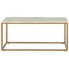 Mesa De Centro Efecto Mármol Beige Dorado 100 X 60 Cm Base De Metal Dorris - Beige