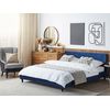 Funda Reemplazable En Terciopelo Azul Oscuro Para Cama 180 X 200 Cm Desmontable Lavable Fitou - Azul