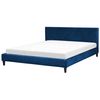 Funda Reemplazable En Terciopelo Azul Oscuro Para Cama 180 X 200 Cm Desmontable Lavable Fitou - Azul