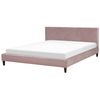 Funda Reemplazable En Terciopelo Rosa Para Cama 180 X 200 Cm Desmontable Lavable Fitou - Rosa