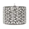Lámpara Colgante De Metal Plateado Con Cristales Ø 30 Cm Motivo Floral Glamour Sajo - Plateado