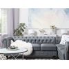 Sofá Chesterfield Esquinero Tapizado En Tela Gris Patas De Madera Oscura 6 Plazas Versión Izquierda Estilo Clásico Chesterfield - Gris