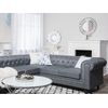 Sofá Chesterfield Esquinero Tapizado En Tela Gris Patas De Madera Oscura 6 Plazas Versión Izquierda Estilo Clásico Chesterfield - Gris