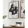 Lámpara Colgante De Metal Negro Y Madera Clara 6 Luces Forma De Campana Moderna Cestos - Negro