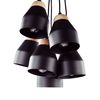 Lámpara Colgante De Metal Negro Y Madera Clara 6 Luces Forma De Campana Moderna Cestos - Negro