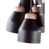 Lámpara Colgante De Metal Negro Y Madera Clara 6 Luces Forma De Campana Moderna Cestos - Negro