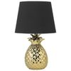 Lámpara De Mesa Decorativa Dorada Con Base Brillante De Cerámica Negra Pantalla De Poliéster Con Forma De Piña Diseño Ecléctico Pineapple - Negro