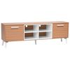 Soporte Para Tv De Madera Clara Con Blanco Para Tv De Hasta 78ʺ Unidad Multimedia 2 Gabinetes Con Estantes Alloa - Madera Clara