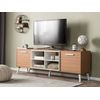 Soporte Para Tv De Madera Clara Con Blanco Para Tv De Hasta 78ʺ Unidad Multimedia 2 Gabinetes Con Estantes Alloa - Madera Clara