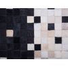 Alfombra De Piel De Vacuno Negra Y Beige Patrón Patchwork 160 X 230 Cm Rectangular Erfelek - Negro