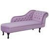 Chaise Longue Tapizado En Terciopelo Violeta Claro Con Botones Versión Derecha Nimes - Violeta