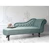 Chaise Longue Tapizado En Terciopelo Verde Menta Con Botones Versión Derecha Nimes - Verde