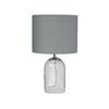Lámpara De Mesa De Vidrio Gris Transparente 44 Cm Redonda Pantalla Contemporánea Devoll - Gris