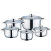 Maestro Mr-2020-10 Batería De Cocina Acero Inoxidable, 10 Piezas, Inducción, 1 Olla, 3 Cacerolas, 1 Cazo, 5 Tapas De Cristal, Apta Para Todo Tipo De Cocinas, Apta Lavavajillas