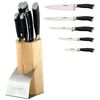 Bloque Cuchillos Cocina Profesional, 7 Pcs.,taco Madera, 5 Cuchillos, Tijeras, Acero Inoxidable Plata  Maestro Mr-1421