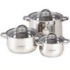 Maestro Mr-2120-6l Batería De Cocina Acero Inoxidable, 6 Piezas, Inducción, 3 Cacerolas, 3 Tapas De Cristal, Apta Para Todo Tipo De Cocinas, Apta Lavavajillas