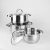 Maestro Mr-2120-6l Batería De Cocina Acero Inoxidable, 6 Piezas, Inducción, 3 Cacerolas, 3 Tapas De Cristal, Apta Para Todo Tipo De Cocinas, Apta Lavavajillas