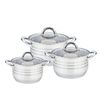 Batería De Cocina Acero Inoxidable, 6 Piezas, Inducción, Tapas Cristal, Todo Tipo De Cocinas Plata  Maestro Mr-3513-6l